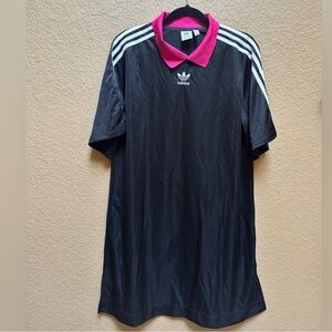 Adidas Women's Black Jersey Dress with Pink Highlights